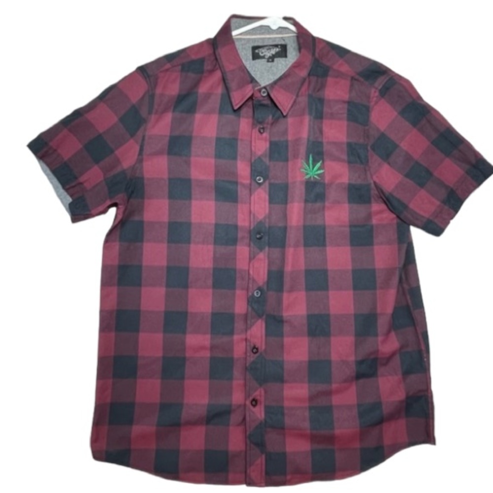 Eighty Eight Collar checkered pot leaf Shirt